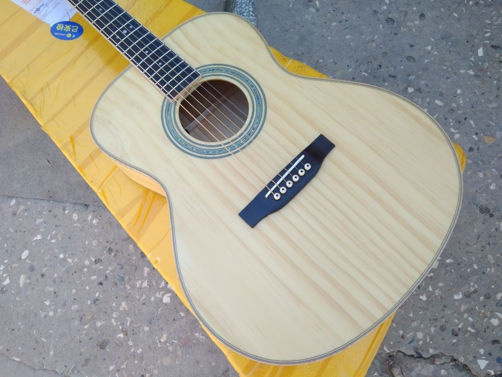 AAAA pine wood all Solid OM body style guitara 14 frets imported wood custom solid acoustic electric guitar