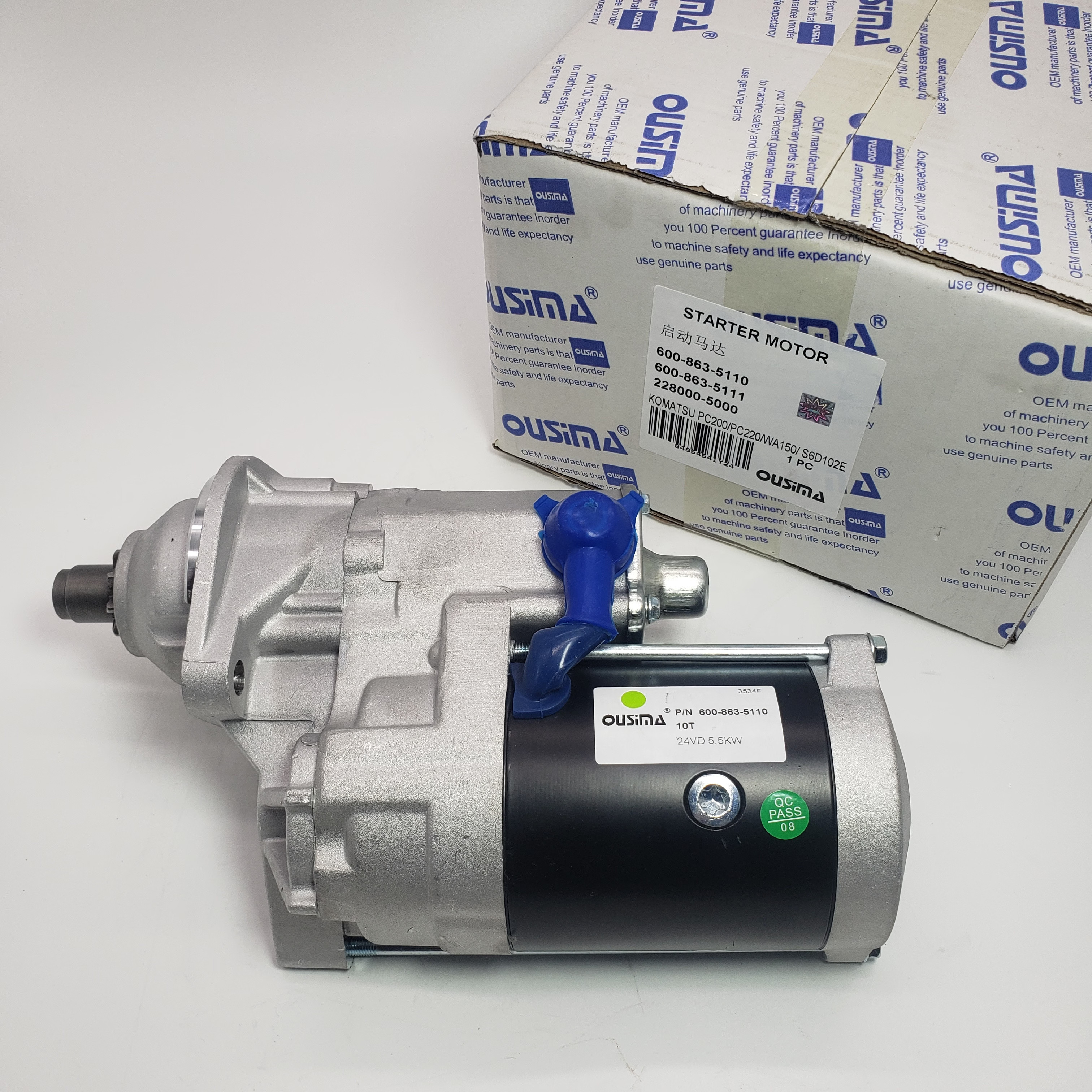 600-863-5110 Starter Motor 600-863-5111 228000-5000 For KOMATSU PC200 PC220 WA150 WA320 SD102E SA6D102E