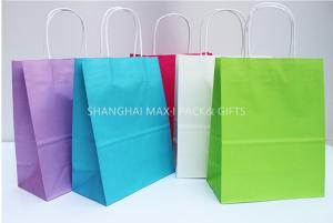 Quality Grocery Pink Branded Paper Bags , Printed Paper Sacks With Handles Automatic Made wholesale