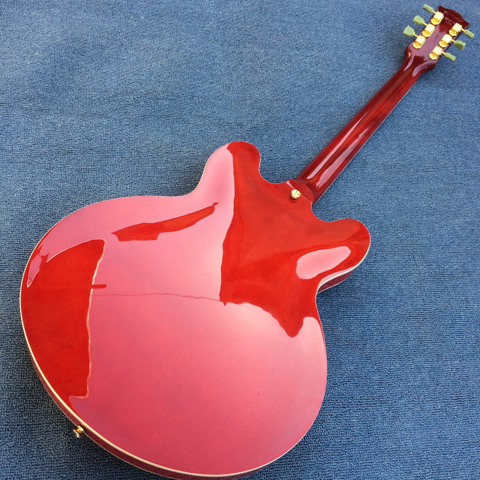 High-quality hollow body jazz electric guitar, Double F holes Red body and back electric guitar