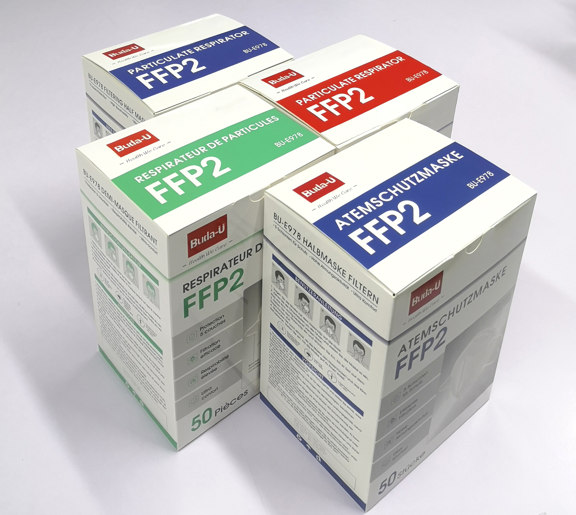 FFP2 Face Mask In German , French, Spanish , Italian And English Lanugage FFP2 Respirator