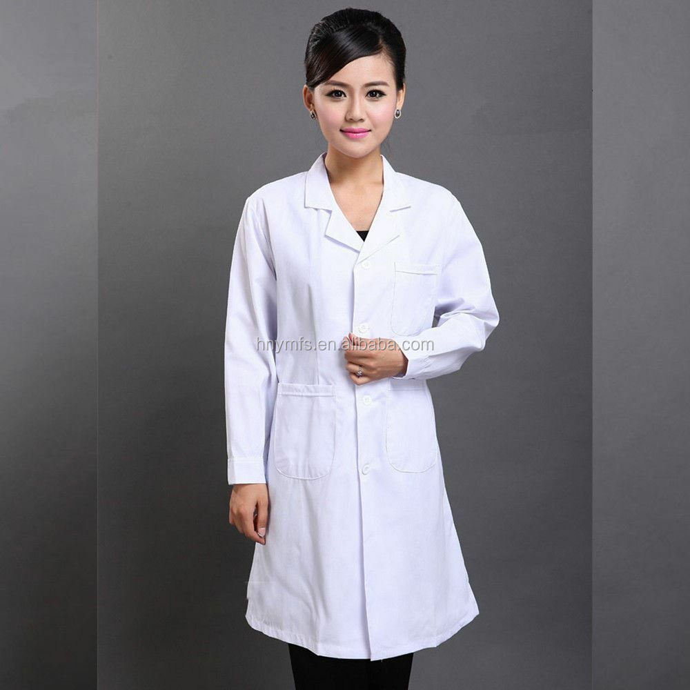 Unisex Medical Lab Coat White Full Length Lab Coat With Three Pockets