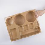 Yellow 9 Compartment 41cm Plastic Food Tray Packaging