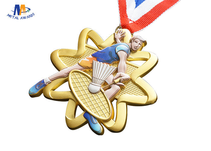 65*4MM Badminton Sports Cut Out Medals With Ribbon