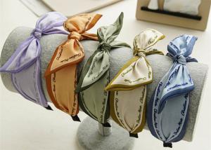 Quality GLH032 Satin knotted rabbit ears wide hair hoop headband, women's monogrammed cloth hoop headband wholesale