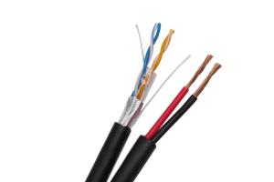 Quality 2 Pairs 24 AWG Copper FTP CAT5E Siamese IP Camera Cable UV-PE Jacket Outdoor wholesale