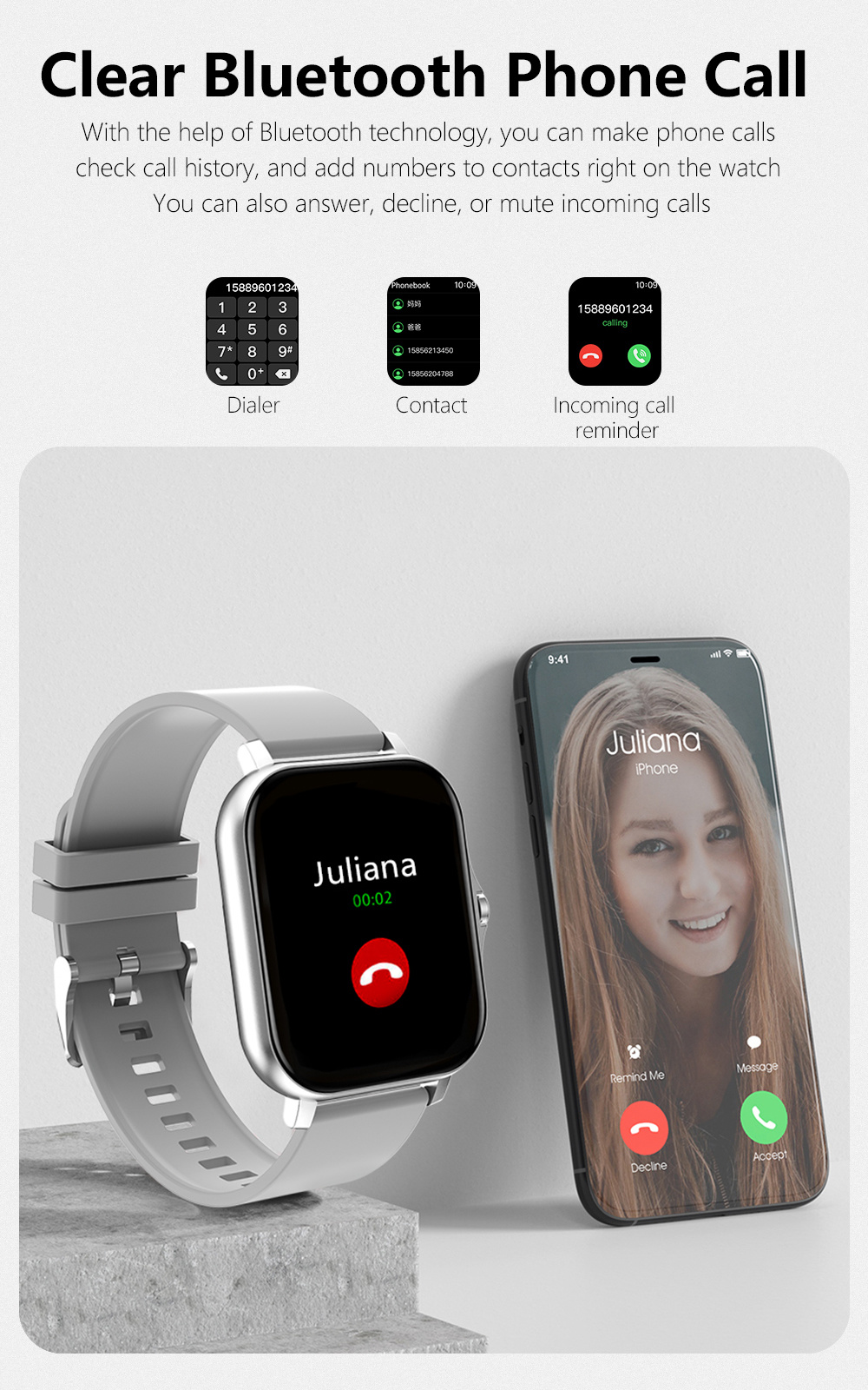 2022 New Aliexpress Hot Sale Square Shape Full Touch Screen Women Men CT02 Smart Watch