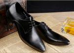 Genuine Leather Men'S Wedding Dress Shoes Formal Business Shoes With Black