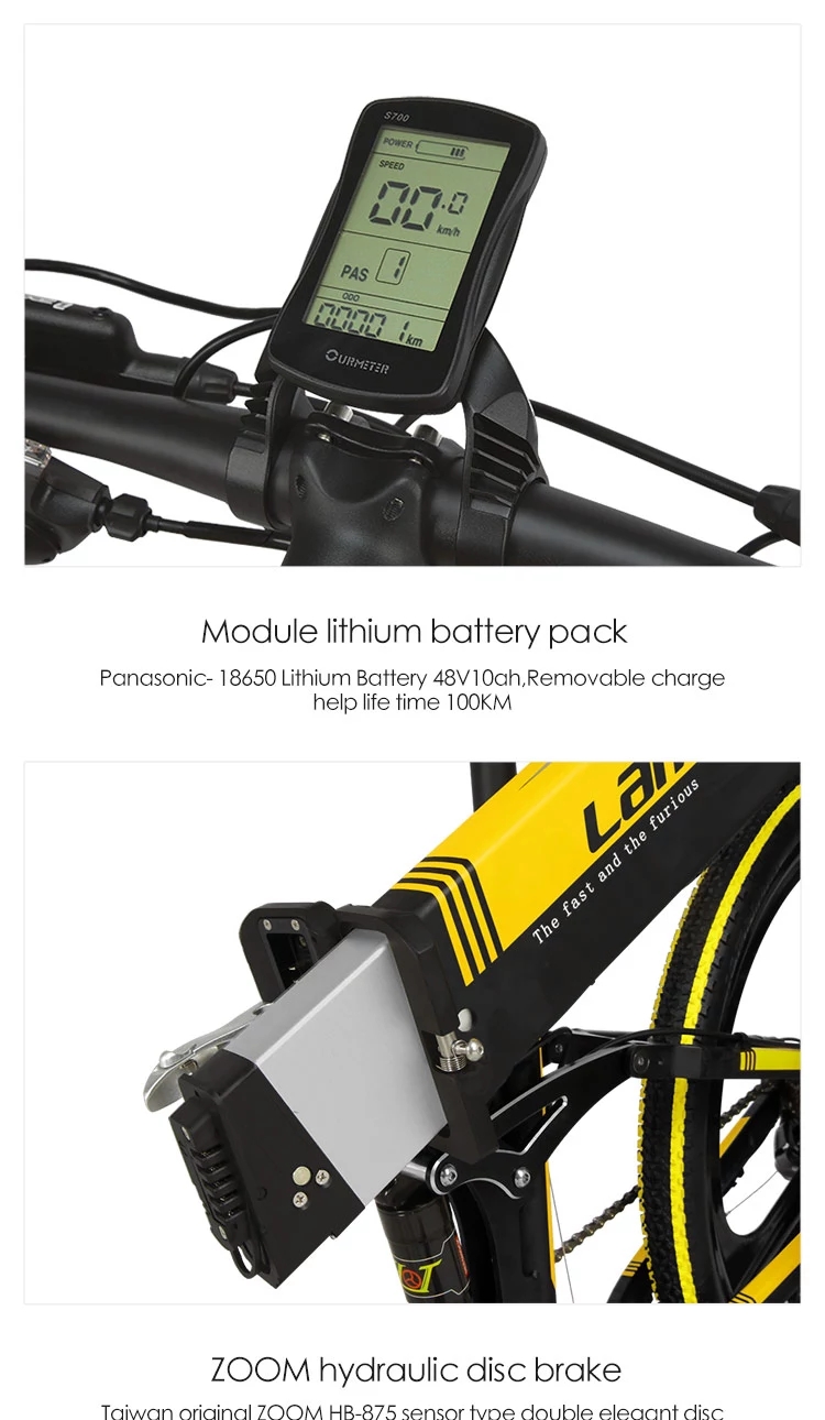 Fat Tire Snow Pedal Assist Mountain Bike 26 Inch Labor Saving 48V 1000W