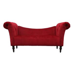 Quality Wooden Leg L176cm Red Velvet 2 Seater Sofa Contemporary velvet sofa wholesale
