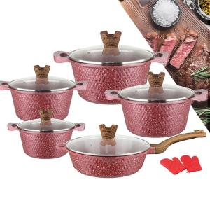 Quality 12Pcs Black Kitchen Ware Set Aluminum Nonstick Cookware Cooking Pot Sets wholesale