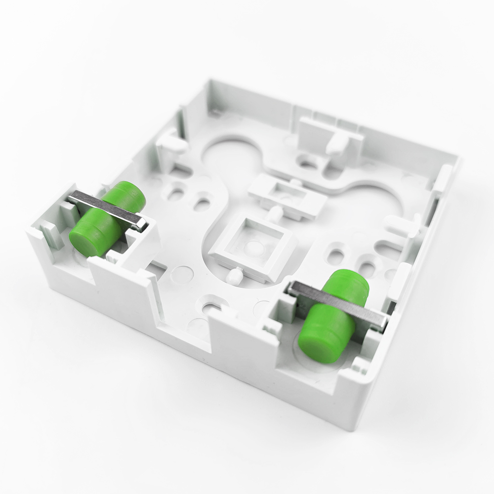 2 Cores FC APC Plastic Fiber Optic Faceplate Socket Panel for FTTH Network in White/Gray