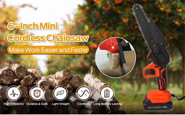 6Inch Battery Powered Handheld Mini Chainsaw Brushless ChainSaw Pruning Shears