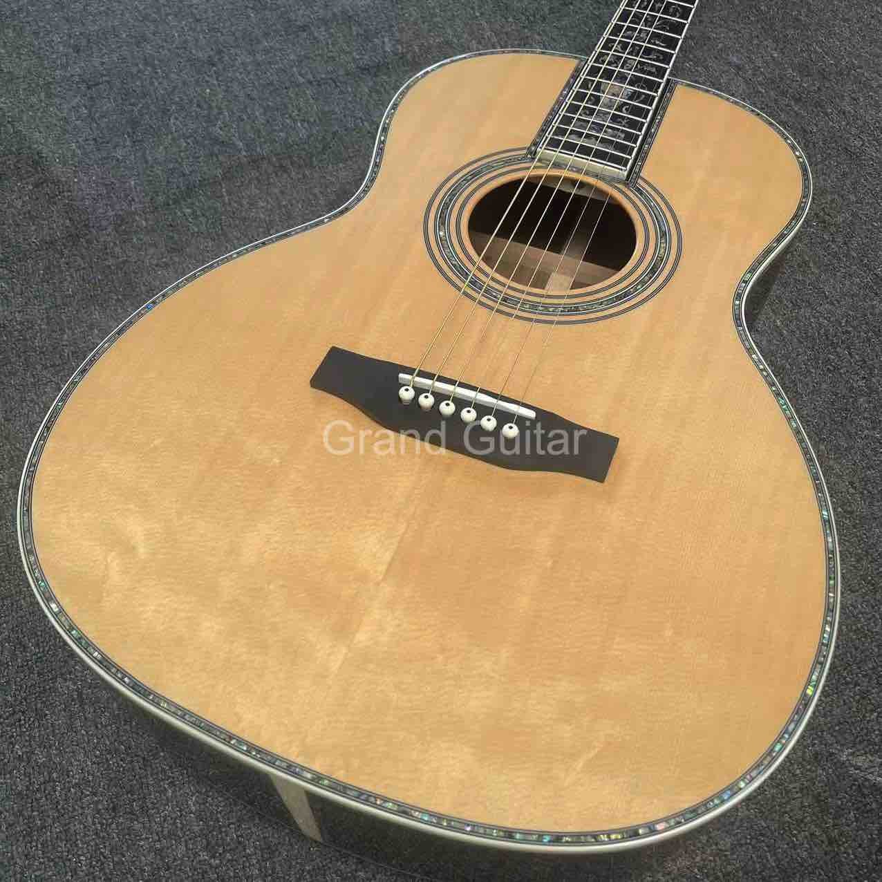 Custom 39 Inch OOO Body Solid Spruce Wood Top Abalone Binding Acoustic Guitar