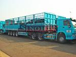 Steel Side Bar Fence Animal Transport Trailer , 50T 3 Axle Cattle Livestock