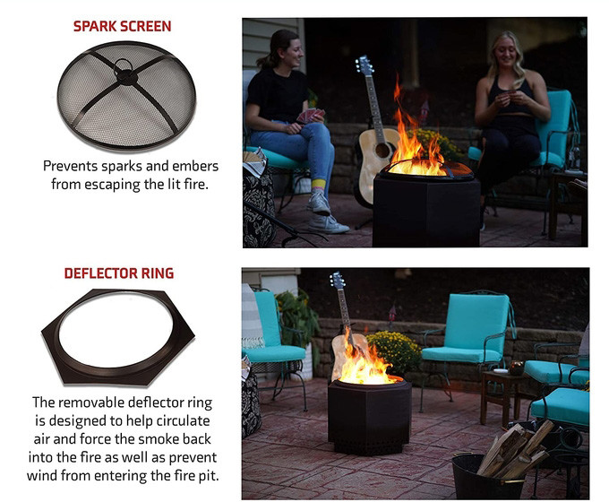 23.5 Inch Portable Wood Burning Fire Pit Wood Burning Outdoor Bonfire