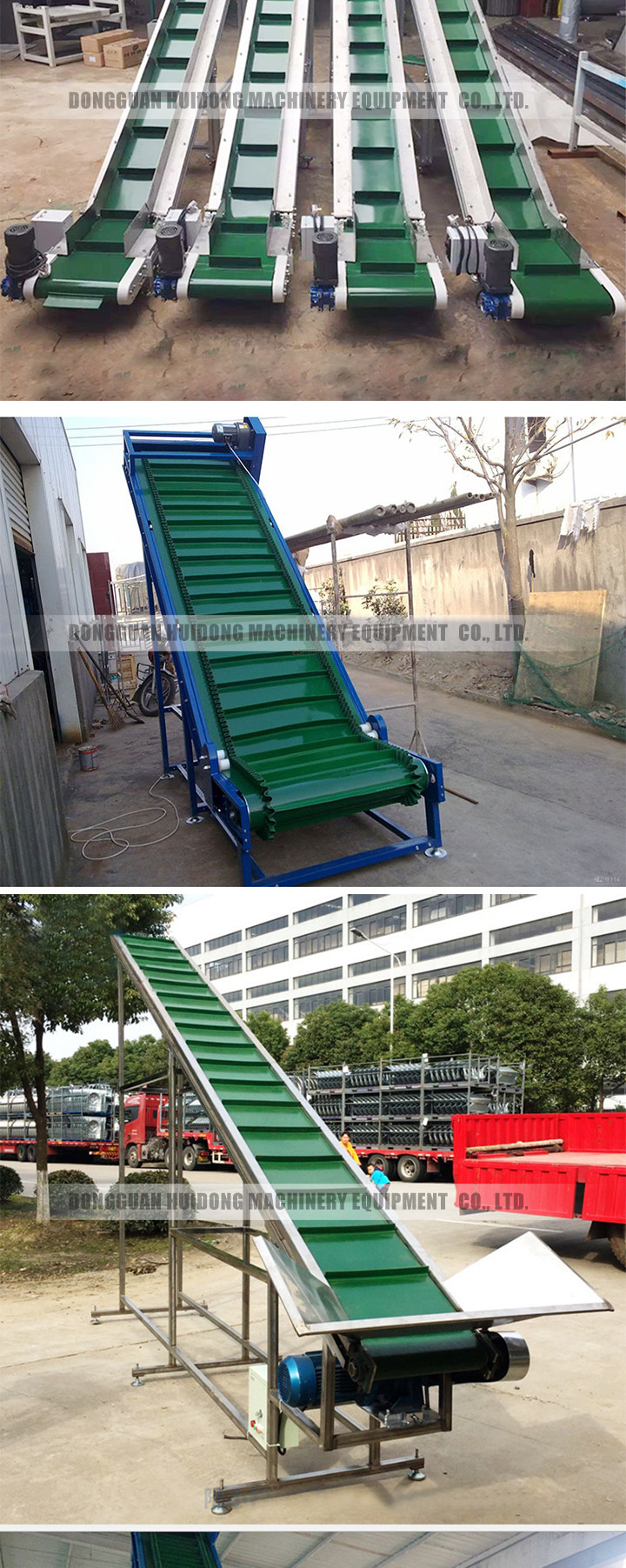 PU Skirt Flat Belt Conveyor Customized Size For Food Industry 1 Year Warranty