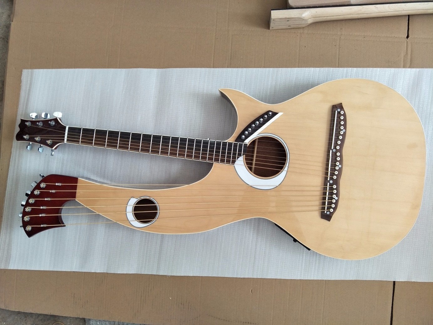 20 Strings Double Neck Acoustic Harp Guitar with EQ