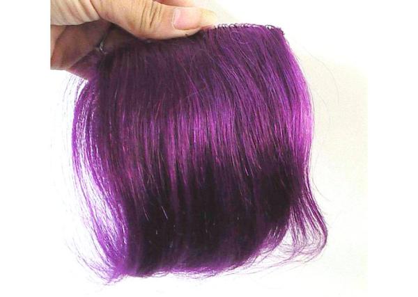 Healthy Custom Human Hair Wigs , Straight Layered Purple Colored 100% Remy