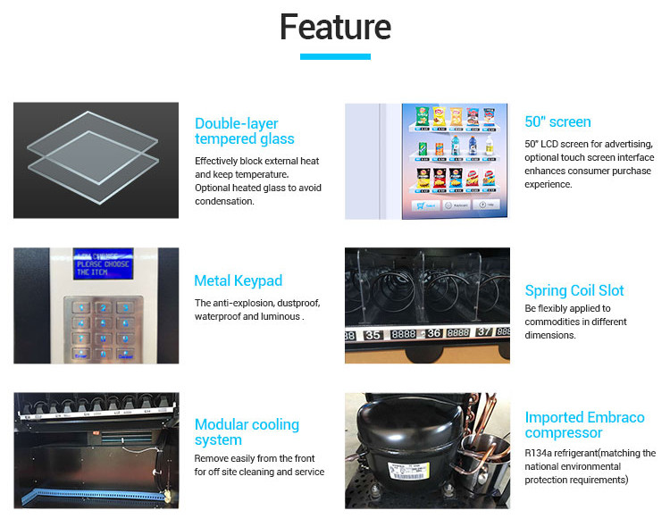 Coin Operated Self Service Vending Machine With Touch Screen Fully Drinks Based