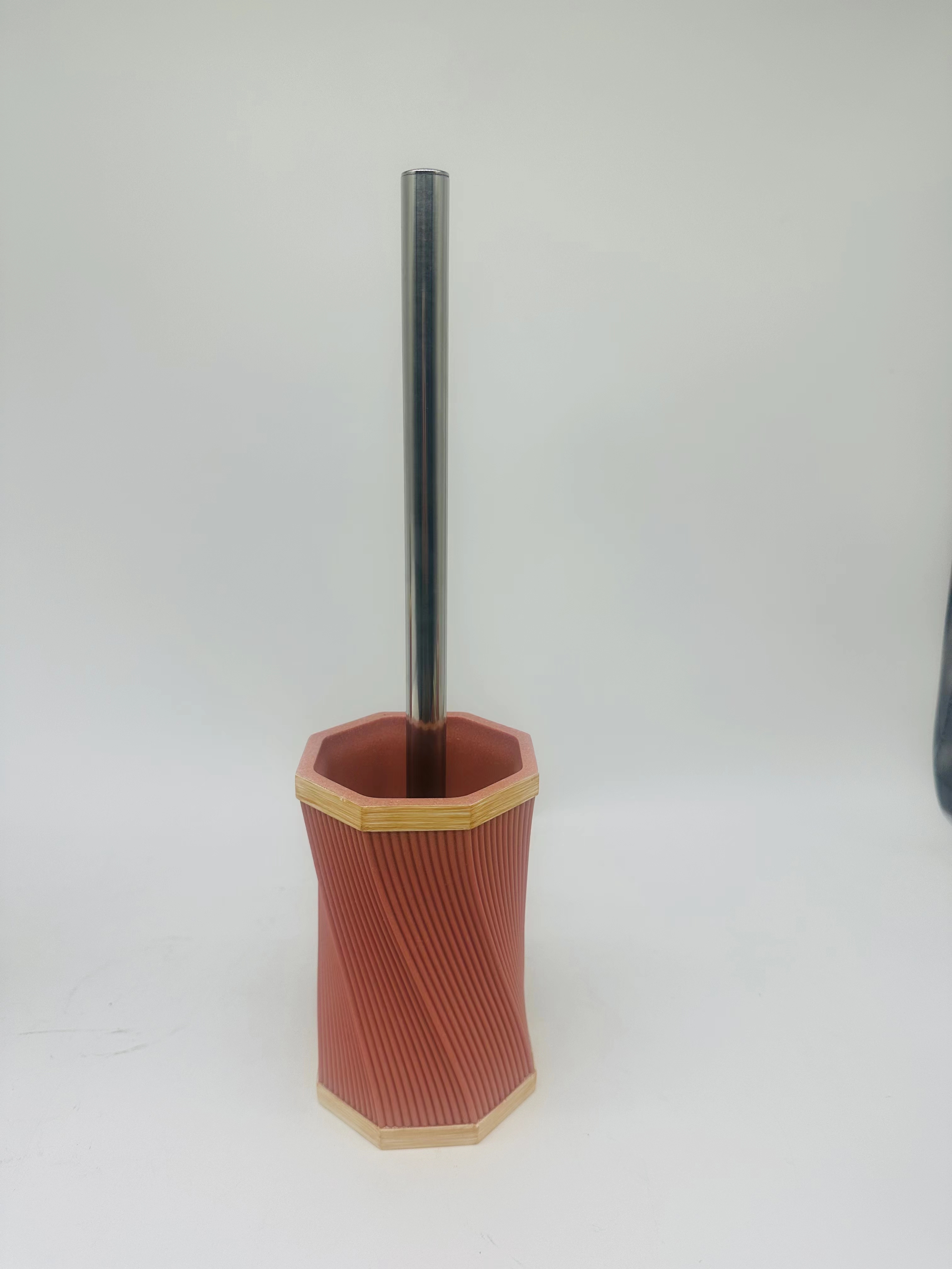 4pcs Sand Stone Bathroom Accessories Set Round With Swirl Stripe Toilet Bowl Brush Hand Soap Bottle