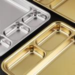 Rectangular Stainless Steel Divided Dinner Metal Plate Trays