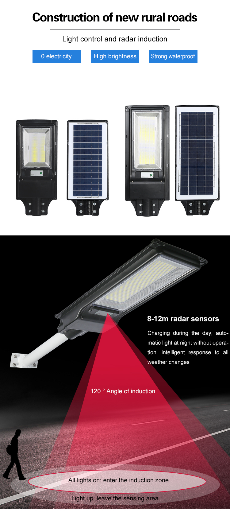 100 W 200 W Ip65 Integrated All In One Solar Street Light