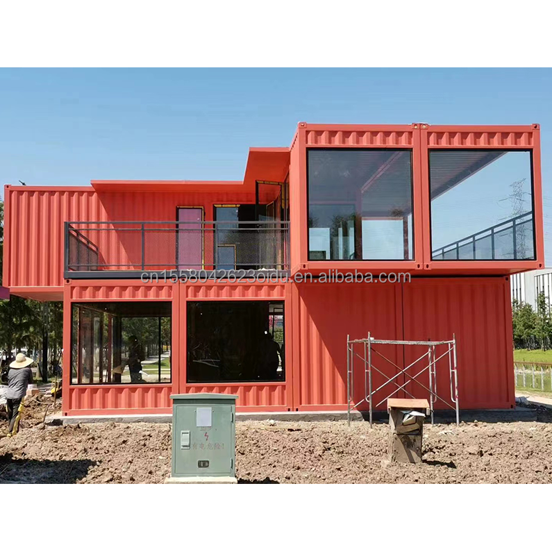Prefabricated Steel Structure Container Restaurant Kitchen Bedroom with Aluminum Alloy Windows and Large Window Design