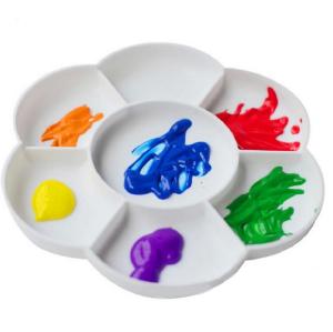 Quality Flower Shape Watercolor And Acrylic Painting Palette Artist Plastic Paint Palette wholesale