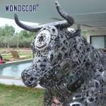 Outdoor animal art decoration abstract hollow parts assembly bison stainless
