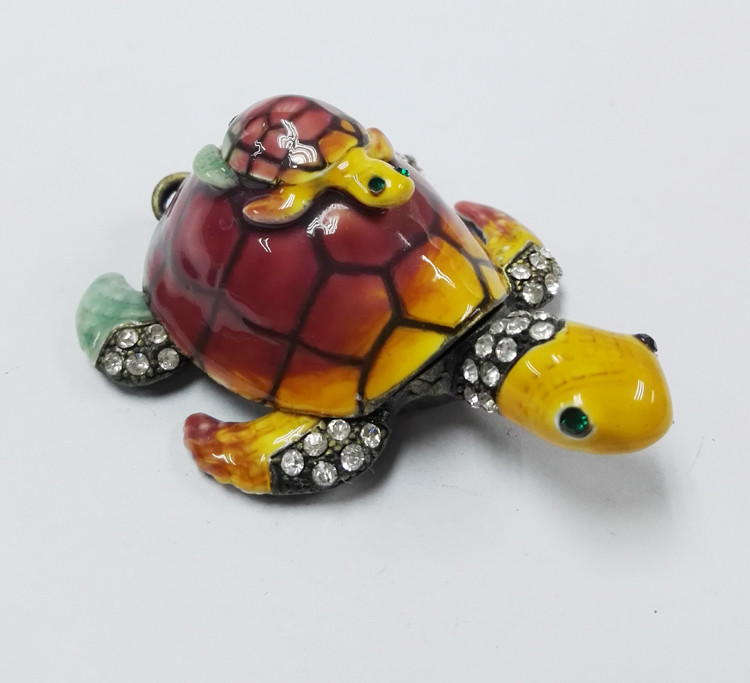 Mum & Baby Turtle metal trinket box turtle treasure box metal jewelry box