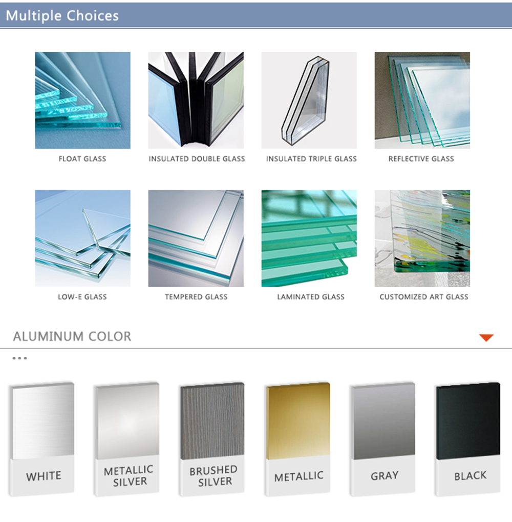 Waterproof Exterior Aluminum Glass Doors Sound insulation 2.0mm Frameless Aluminium Doors