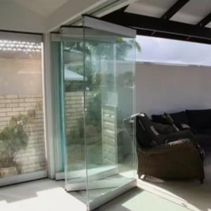 Quality Frameless Glass Folding Door Interior Shop Black Folding Patio Doors Aluminium Bifold Doors White wholesale