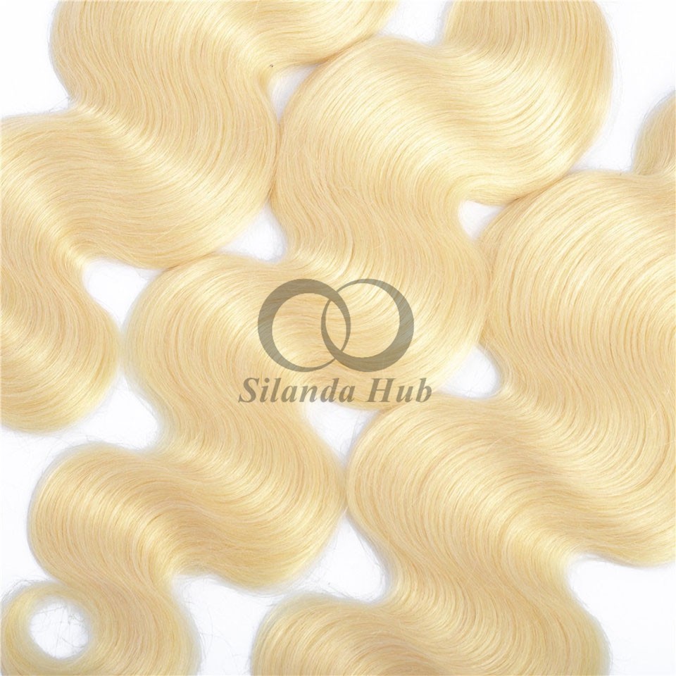 #613 Bleached Blonde Body Wave Remy Human Hair Bundles Sew In Weave Bundles Brazilian Bundle Deals
