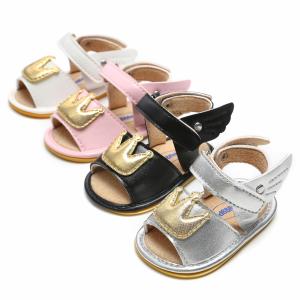 Quality 2019 PU Leather angel wings Crown shoes Newborn toddler baby sandals wholesale
