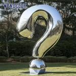 Large scale modern landmark symbol sculpture, polished stainless steel question