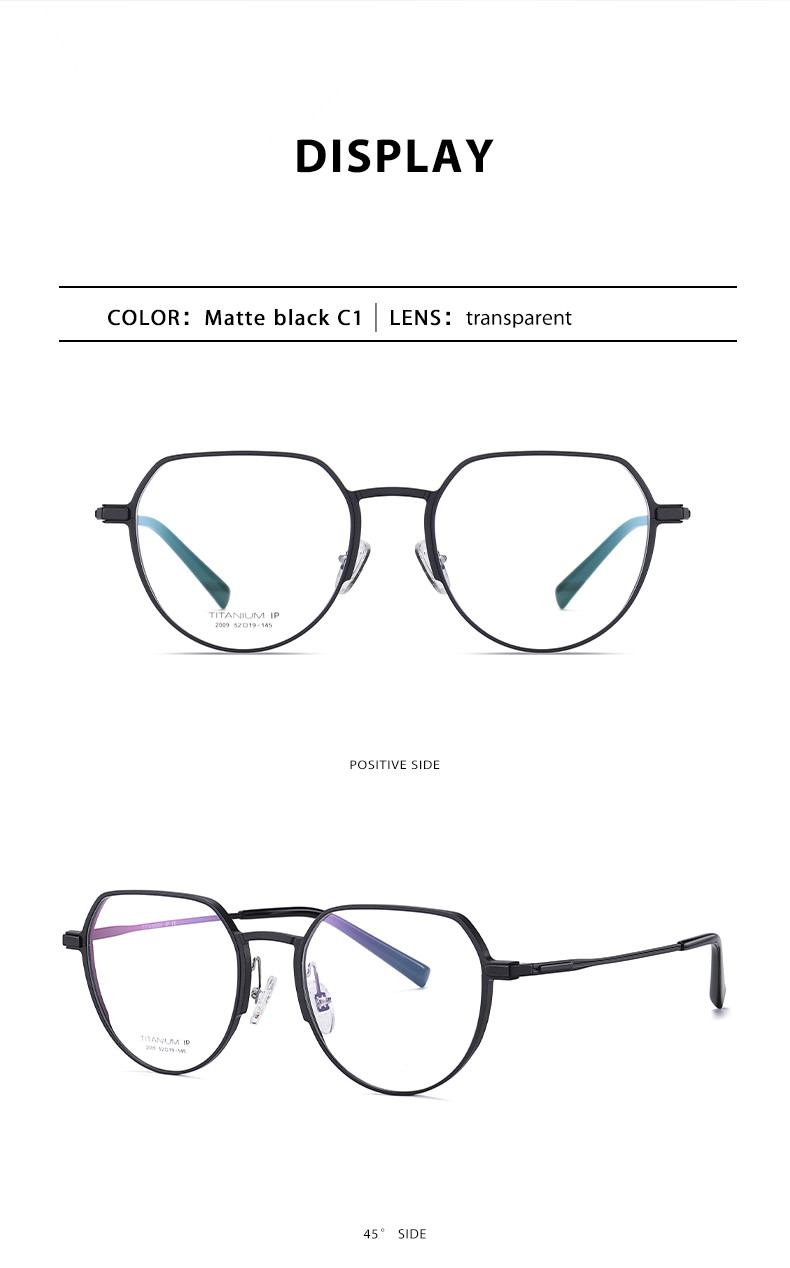 Aluminum Magnesium Titanium Frame Glasses , Custom Lens Round Prescription Glasses