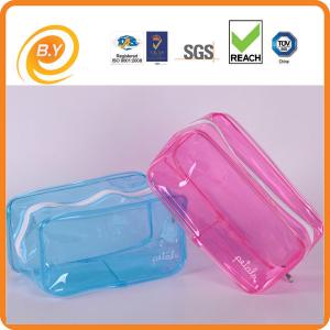 Quality Sedex WCA Cosmetic Toiletry Bag Makeup PVC Clear Plastic Double Zipper 200mm wholesale