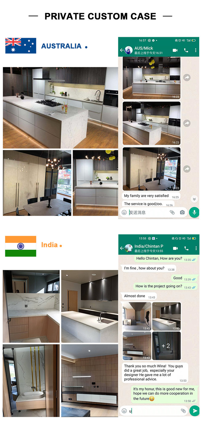 Modern Customized U Shape Kitchen Cabinet White Veneer Door With Quartz Stone Counter Top