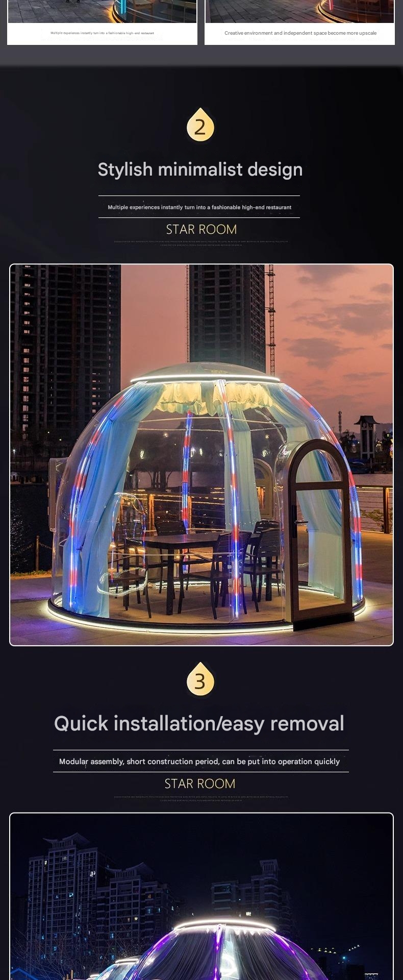 Contemporary Design Style Outdoor Hotel Camping Site Scenic Glass Room Spherical Tent Bubble House Homestay