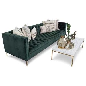 Quality Hunter Marble Green Velvet Sofa Set Hotel Lobby Sofa ODM wholesale