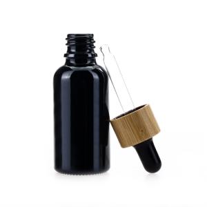 Quality Black 30ml 1oz Oil Dropper Glass Bottle With Aluminum Screw Cap wholesale