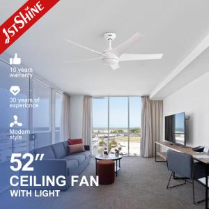 Quality Smart Ceiling Fan With Light 52 Inch OEM 3 Color Led Light DC Motor White ABS Blades wholesale