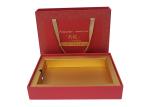 Red Corrugated Packaging Box , Gift Box With Ribbon Handle 40x33x11cm