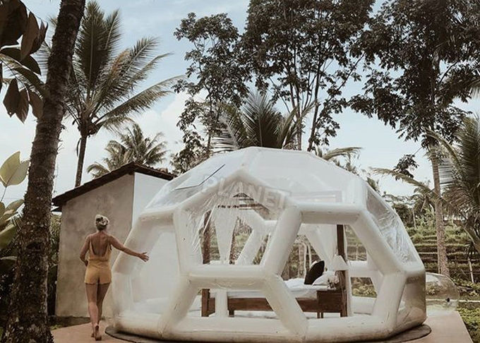 0.6mm PVC Inflatable Jungle Bubble Lodge Tent Football Shape