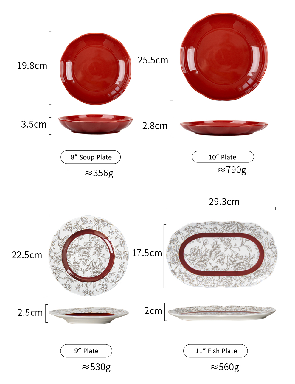 11 Inch Oval Charger Plate Porcelain Restaurant Ceramic Fish Plates For End Customers