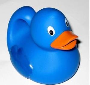 Quality Educational Bath Toys Baby Blue Rubber Ducks Floating 8.3cm Length 40 Gram wholesale