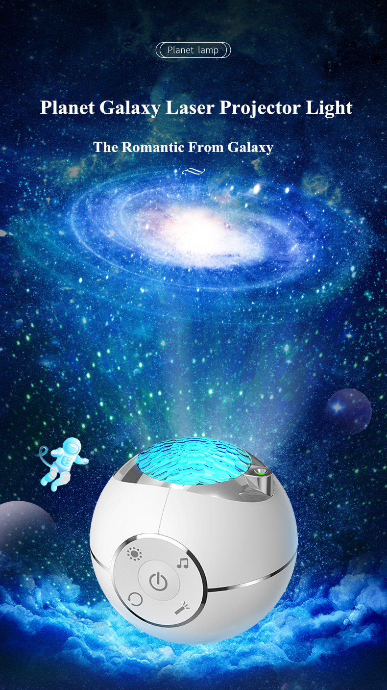 Planet Star Light Projector Wireless Rechargeable Galaxy Projector Night Light Built In White Noise Sleep Music Speaker
