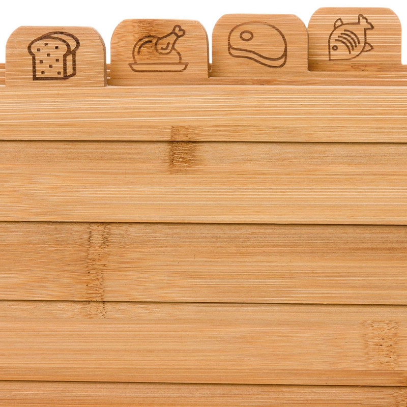Eco-Friendly Solid Bamboo Square Chopping Board Set With Stand For Kitchen Sustainable
