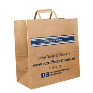 Quality Oil-resistance Inside Finishing Flat Handle Paper Bags Made Of Food Grade Kraft Paper wholesale